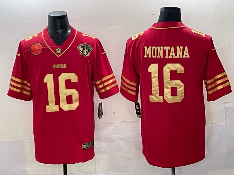 Men San Francisco 49ers #16 Montana Red 75th Nike Limited NFL 2025 Jersey style 010->san francisco 49ers->NFL Jersey